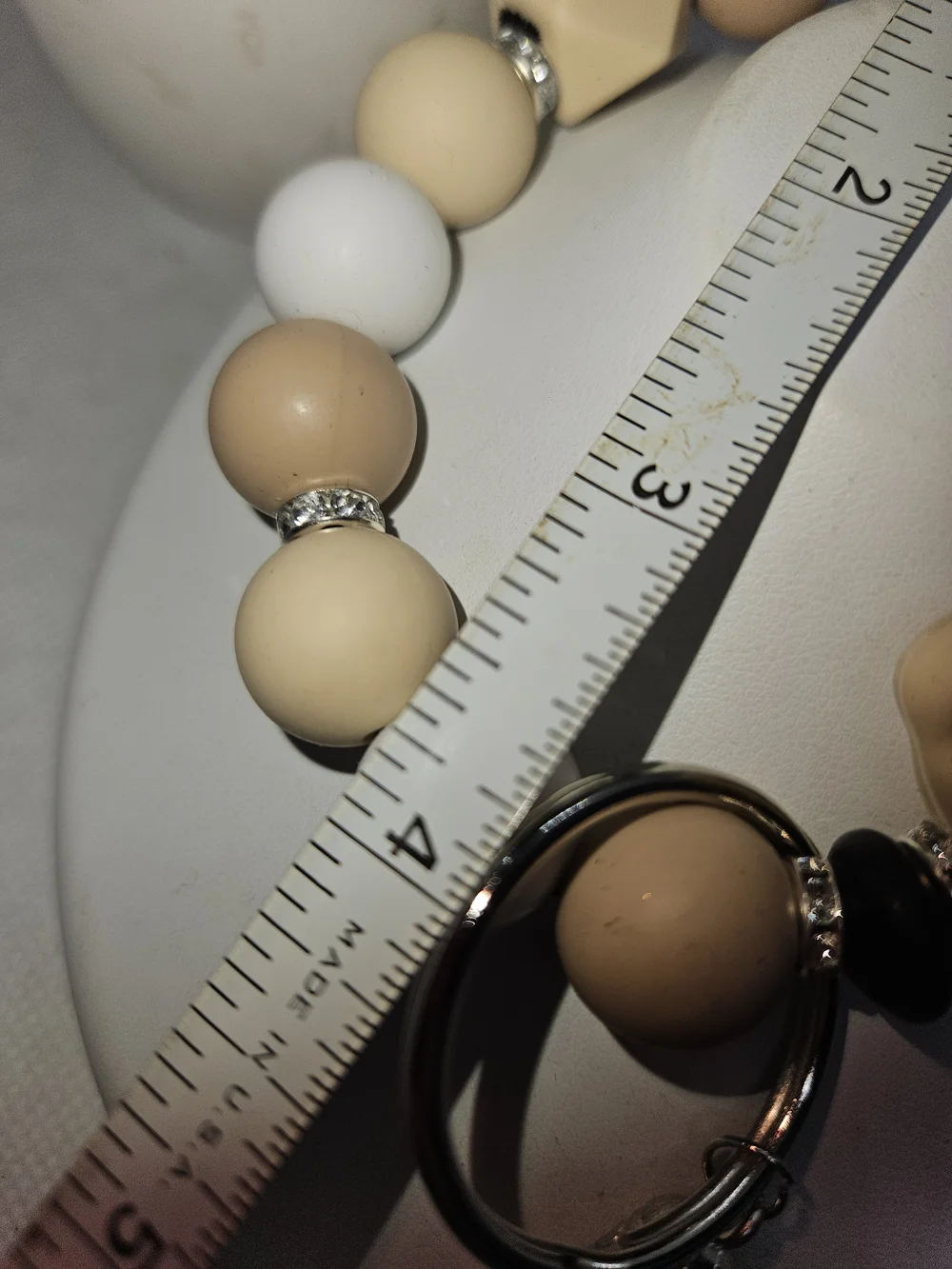 Beige & White Silicone Puppy Wristlet Keychain